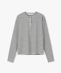 FLAWSROOM（フローズルーム）の「Stripe Noise Henleyneck BLACK（Tシャツ/カットソー）」