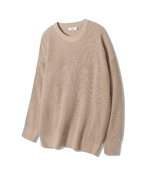 POLYGRAM(ポリグラム)の「デイリーハチオーバーサイズラウンドニット - 6COLOR(ニット/セーター・レディース・ベージュ/グレー/クリーム/ワイン/ネイビー/チャコール・FREE)」の1枚目の写真