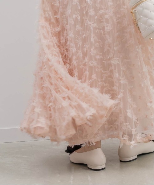 RANDA（ランダ）の「リボンチュールフレアスカート（スカート・レディース・クリーム/ブルー/ピンク・0/1）」の7枚目の写真