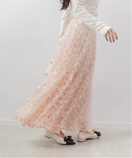 RANDA（ランダ）の「リボンチュールフレアスカート（スカート・レディース・クリーム/ブルー/ピンク・0/1）」の8枚目の写真