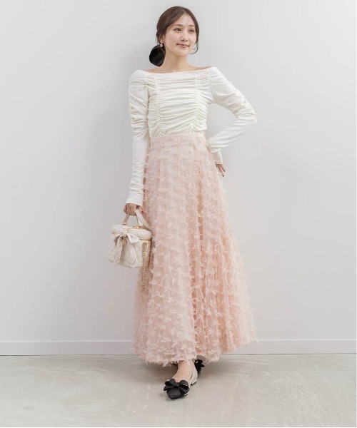 RANDA（ランダ）の「リボンチュールフレアスカート（スカート・レディース・クリーム/ブルー/ピンク・0/1）」の9枚目の写真