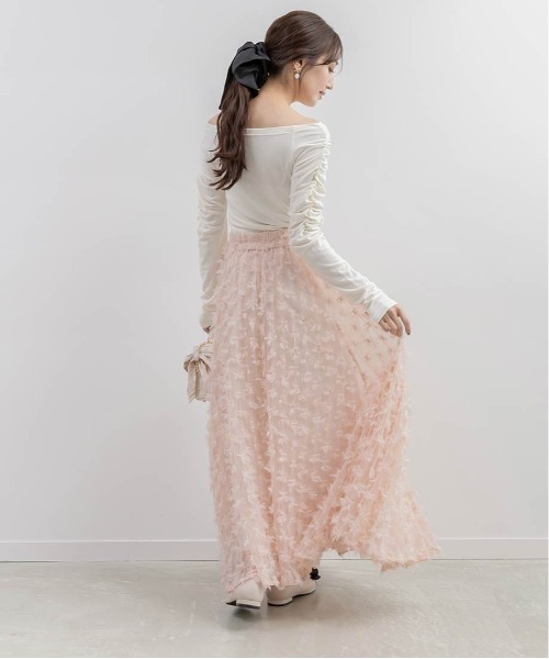 RANDA（ランダ）の「リボンチュールフレアスカート（スカート・レディース・クリーム/ブルー/ピンク・0/1）」の11枚目の写真