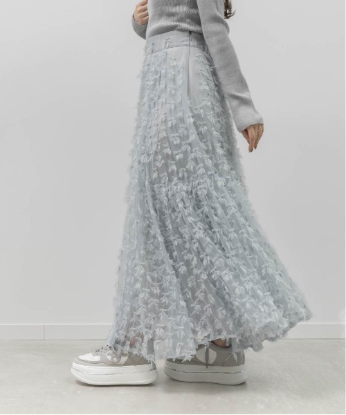 RANDA（ランダ）の「リボンチュールフレアスカート（スカート・レディース・クリーム/ブルー/ピンク・0/1）」の14枚目の写真