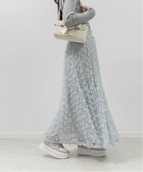 RANDA（ランダ）の「リボンチュールフレアスカート（スカート・レディース・クリーム/ブルー/ピンク・0/1）」の16枚目の写真