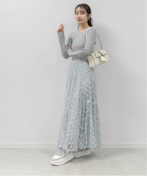 RANDA（ランダ）の「リボンチュールフレアスカート（スカート・レディース・クリーム/ブルー/ピンク・0/1）」の18枚目の写真