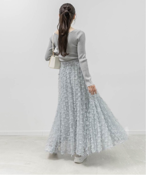 RANDA（ランダ）の「リボンチュールフレアスカート（スカート・レディース・クリーム/ブルー/ピンク・0/1）」の19枚目の写真