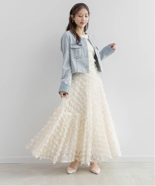 RANDA（ランダ）の「リボンチュールフレアスカート（スカート・レディース・クリーム/ブルー/ピンク・0/1）」の22枚目の写真