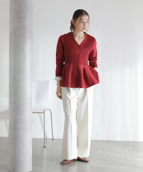 La TOTALITE（ラトータリテ）の「【洗える】ペプラムニット（カーディガン/ボレロ・レディース・アイボリー/ブラック/レッド・FREE）」の19枚目の写真