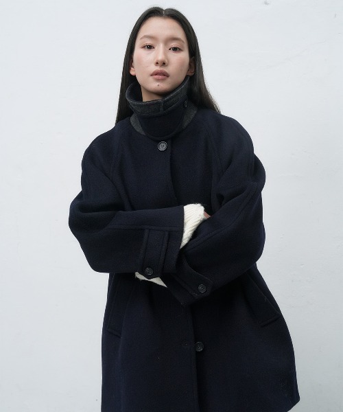 GENERAL IDEA（ジェネラルアイデア）の「【GENERAL IDEA】ウールバルマカンハーフコート / WOOL BALMACAN HALF-COAT（チェスターコート・レディース・ネイビー/オートミール/チャコール・L/M/S）」の3枚目の写真