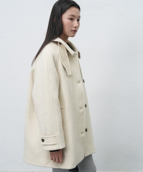 GENERAL IDEA（ジェネラルアイデア）の「【GENERAL IDEA】ウールバルマカンハーフコート / WOOL BALMACAN HALF-COAT（チェスターコート・レディース・ネイビー/オートミール/チャコール・L/M/S）」の12枚目の写真