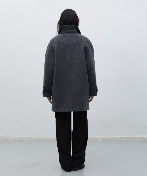 GENERAL IDEA（ジェネラルアイデア）の「【GENERAL IDEA】ウールバルマカンハーフコート / WOOL BALMACAN HALF-COAT（チェスターコート・レディース・ネイビー/オートミール/チャコール・L/M/S）」の8枚目の写真