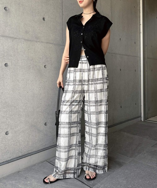 Freesia by andme(フリージアバイアンドミー)の「レースチェックワイドイージーパンツ(その他パンツ・レディース・アイボリー/ブラック・L/M)」の18枚目の写真