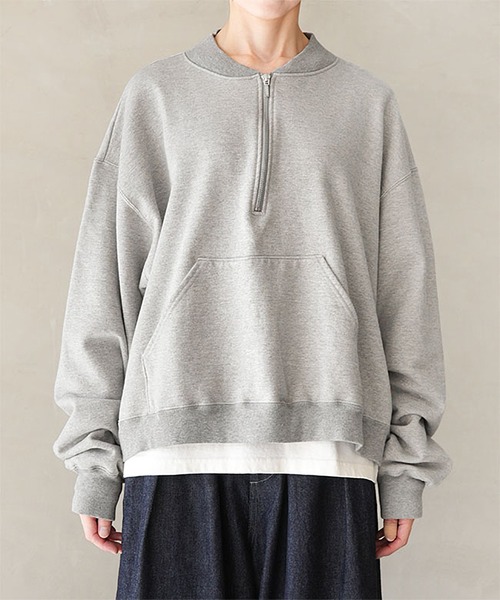 SOLAMONAT(ソラモナ)の「ふわりと裏毛 ハーフジッププルオーバー(Tシャツ/カットソー・レディース・杢グレー/ブラック/オートミール・FREE)」の11枚目の写真