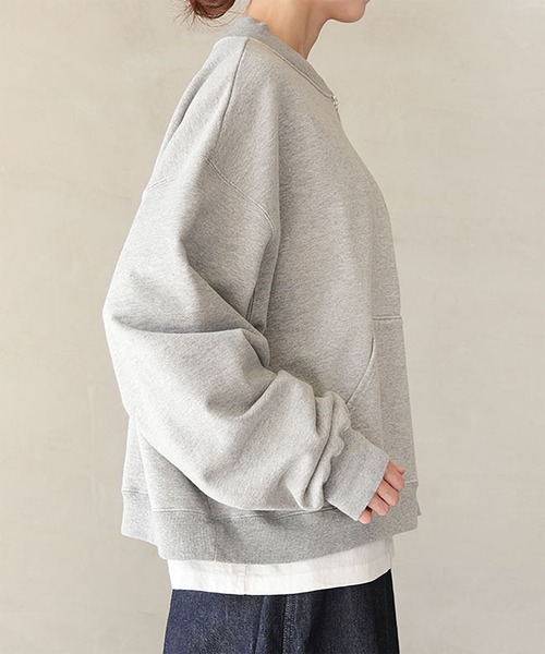 SOLAMONAT(ソラモナ)の「ふわりと裏毛 ハーフジッププルオーバー(Tシャツ/カットソー・レディース・杢グレー/ブラック/オートミール・FREE)」の12枚目の写真
