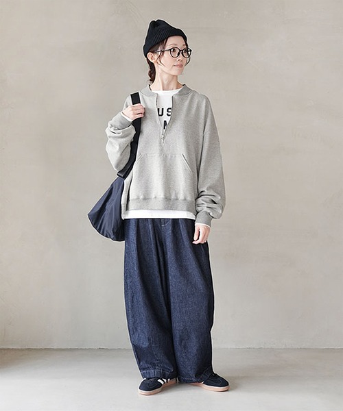 SOLAMONAT(ソラモナ)の「ふわりと裏毛 ハーフジッププルオーバー(Tシャツ/カットソー・レディース・杢グレー/ブラック/オートミール・FREE)」の7枚目の写真