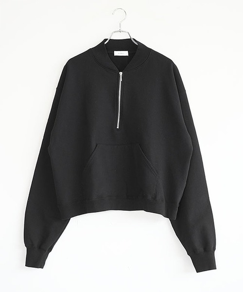 SOLAMONAT(ソラモナ)の「ふわりと裏毛 ハーフジッププルオーバー(Tシャツ/カットソー・レディース・杢グレー/ブラック/オートミール・FREE)」の5枚目の写真