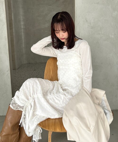mystic(ミスティック)の「【@akane__11.1企画】ドロストフラワーキャミワンピース(ワンピース・レディース・オフホワイト/ブラック・FREE/2)」の8枚目の写真