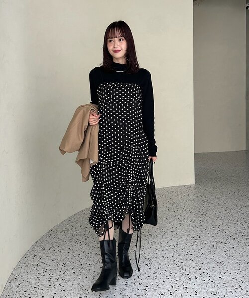 ドロストフラワーキャミワンピース mystic akane__11.1企画】ドロストフラワーキャミワンピース（ワンピース