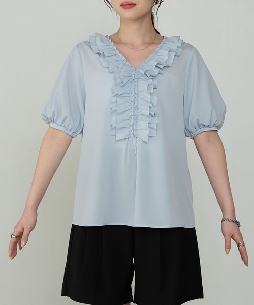 Cherir Mignon(シェリルミニョン)の「【Cherir Mignon】フリルパフスリーブブラウス(シャツ/ブラウス・レディース・サックスブルー/アイボリー/ブラウン/ブラック系・FREE)」の19枚目の写真