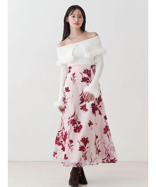 MERCURYDUO（マーキュリーデュオ）の「【追加生産】フェイクファートリミングニット（ニット/セーター・レディース・ライトグレー/オフホワイト/ブラック・FREE）」の5枚目の写真