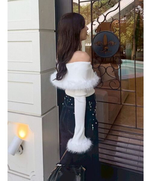 MERCURYDUO（マーキュリーデュオ）の「【追加生産】フェイクファートリミングニット（ニット/セーター・レディース・ライトグレー/オフホワイト/ブラック・FREE）」の17枚目の写真