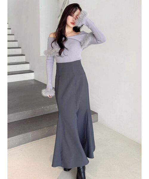 MERCURYDUO（マーキュリーデュオ）の「【追加生産】フェイクファートリミングニット（ニット/セーター・レディース・ライトグレー/オフホワイト/ブラック・FREE）」の22枚目の写真