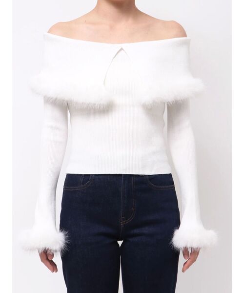 MERCURYDUO（マーキュリーデュオ）の「【追加生産】フェイクファートリミングニット（ニット/セーター・レディース・ライトグレー/オフホワイト/ブラック・FREE）」の16枚目の写真