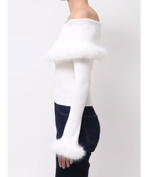 MERCURYDUO（マーキュリーデュオ）の「【追加生産】フェイクファートリミングニット（ニット/セーター・レディース・ライトグレー/オフホワイト/ブラック・FREE）」の15枚目の写真