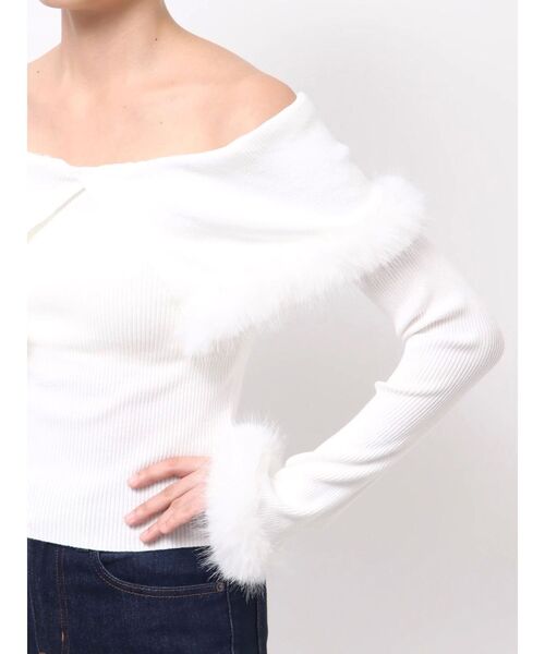 MERCURYDUO（マーキュリーデュオ）の「【追加生産】フェイクファートリミングニット（ニット/セーター・レディース・ライトグレー/オフホワイト/ブラック・FREE）」の12枚目の写真