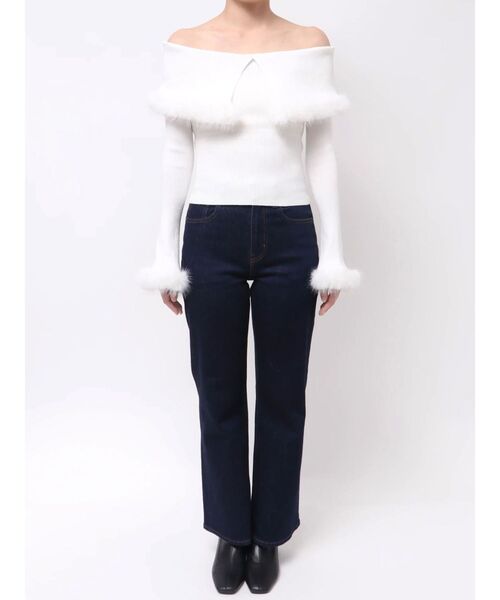 MERCURYDUO（マーキュリーデュオ）の「【追加生産】フェイクファートリミングニット（ニット/セーター・レディース・ライトグレー/オフホワイト/ブラック・FREE）」の9枚目の写真