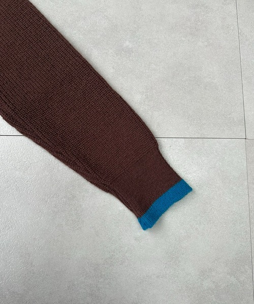 VIBGYOR（ヴィブジョー）の「配色スタンドネックリブボタンカーディガン(CZ)（カーディガン/ボレロ・レディース・ブラウン/チャコール・F）」の20枚目の写真