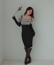 *M DOLLY original* chiffon terra knit dress/シフォンテラニットドレス