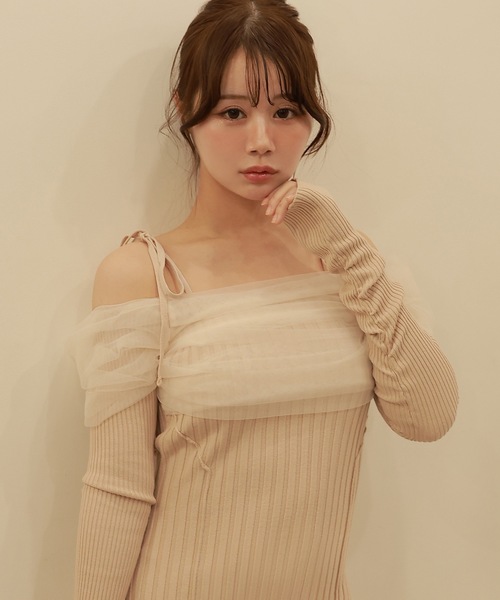M DOLLY(エムドリー)の「*M DOLLY original* chiffon terra knit dress/シフォンテラニットドレス(ワンピース・レディース・ベージュ/ブラック・FREE)」の15枚目の写真