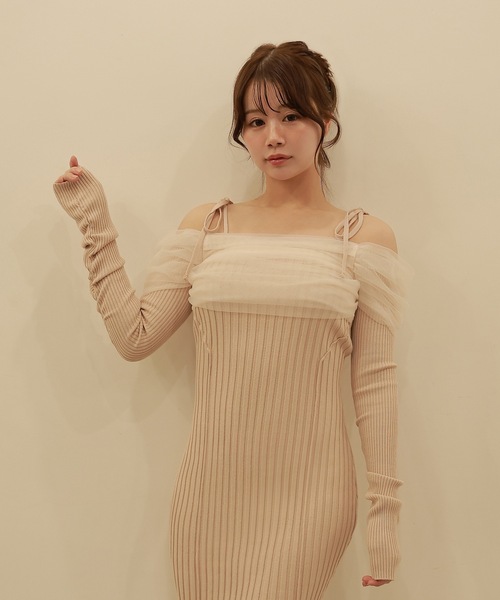 M DOLLY(エムドリー)の「*M DOLLY original* chiffon terra knit dress/シフォンテラニットドレス(ワンピース・レディース・ベージュ/ブラック・FREE)」の16枚目の写真