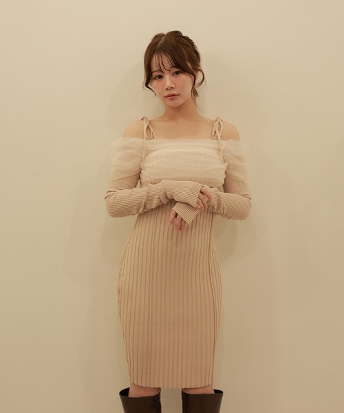 M DOLLY(エムドリー)の「*M DOLLY original* chiffon terra knit dress/シフォンテラニットドレス(ワンピース・レディース・ベージュ/ブラック・FREE)」の17枚目の写真
