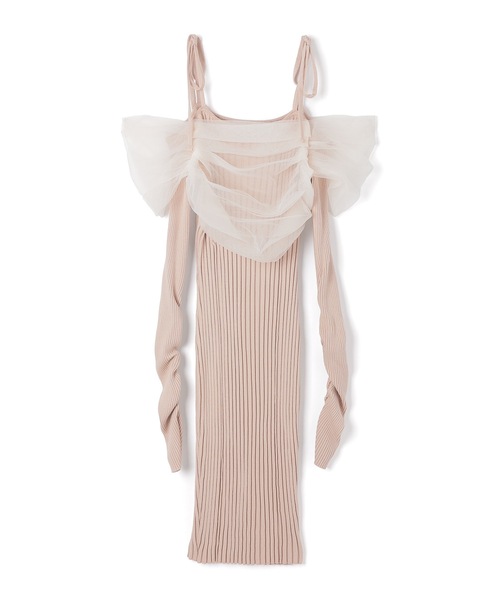 M DOLLY(エムドリー)の「*M DOLLY original* chiffon terra knit dress/シフォンテラニットドレス(ワンピース・レディース・ベージュ/ブラック・FREE)」の5枚目の写真