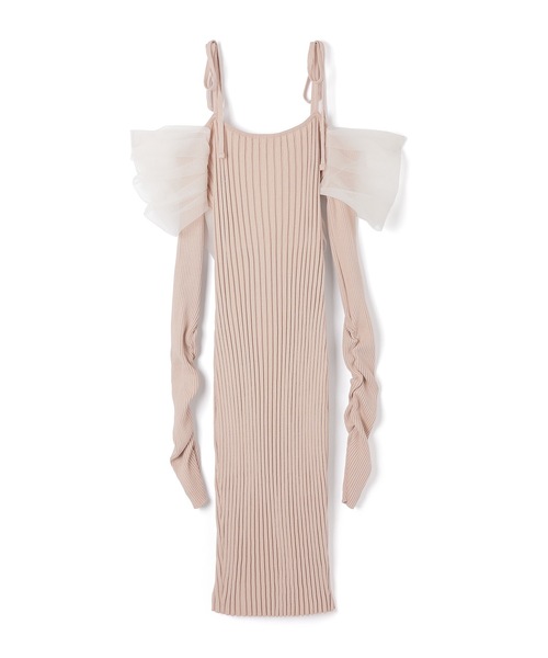 M DOLLY(エムドリー)の「*M DOLLY original* chiffon terra knit dress/シフォンテラニットドレス(ワンピース・レディース・ベージュ/ブラック・FREE)」の6枚目の写真