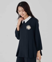 a.v.v | 2WAYサテン襟付きペプラムブラウス【洗える/速乾/毛玉になりにくい/イージーケア】(シャツ/ブラウス)