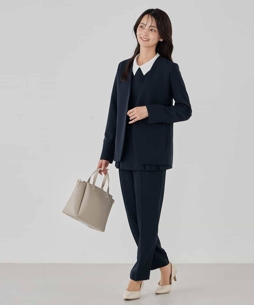 a.v.v（アーヴェヴェ）の「2WAYサテン襟付きペプラムブラウス【洗える/速乾/毛玉になりにくい/イージーケア】（シャツ/ブラウス・レディース・グレー系その他/ブラック/ネイビー・38/40）」の16枚目の写真