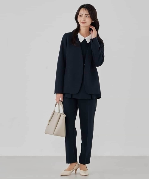 a.v.v（アーヴェヴェ）の「2WAYサテン襟付きペプラムブラウス【洗える/速乾/毛玉になりにくい/イージーケア】（シャツ/ブラウス・レディース・グレー系その他/ブラック/ネイビー・38/40）」の18枚目の写真