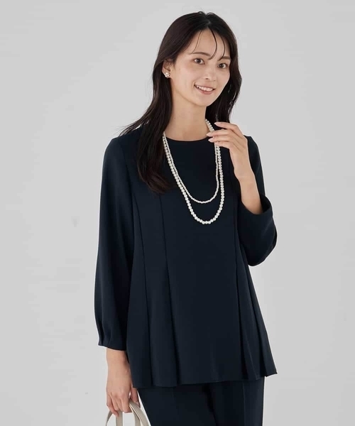 a.v.v（アーヴェヴェ）の「2WAYサテン襟付きペプラムブラウス【洗える/速乾/毛玉になりにくい/イージーケア】（シャツ/ブラウス・レディース・グレー系その他/ブラック/ネイビー・38/40）」の19枚目の写真