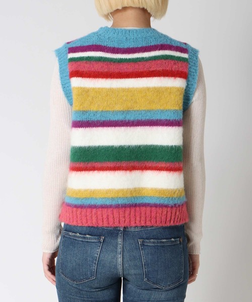 Three Four Time(スリーフォータイム)の「ランダムマルチボーダーベスト(ニット/セーター・レディース・パープル/ブルー・FREE)」の17枚目の写真