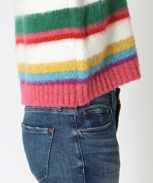 Three Four Time(スリーフォータイム)の「ランダムマルチボーダーベスト(ニット/セーター・レディース・パープル/ブルー・FREE)」の20枚目の写真