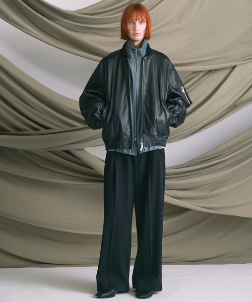 MAISON SPECIAL（メゾンスペシャル）の「《UNISEX》4 Colors Chambray Washable Wool Prime-Over Switching Stand Collar Blouson/4色シャンブレーウォッシャブルウールプライムオーバースイッチングスタンドカラーブルゾン【MAISON SPECIAL/メゾンスペシャル】■セットアップ対応■（ブルゾン・メンズ・ダークブルー/ブラック/グレー/チャコールグレー/ホワイト・0/1/2）」の7枚目の写真