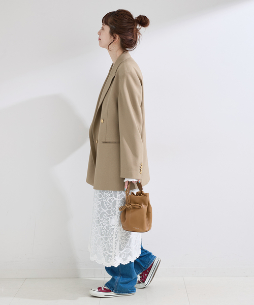 B.C STOCK（ベーセーストック）の「《S/M展開あり》Wブレストピークド4Bジャケット2（テーラードジャケット・レディース・ネイビー/ベージュ・MEDIUM/SMALL）」の13枚目の写真
