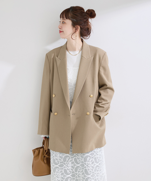B.C STOCK（ベーセーストック）の「《S/M展開あり》Wブレストピークド4Bジャケット2（テーラードジャケット・レディース・ネイビー/ベージュ・MEDIUM/SMALL）」の15枚目の写真