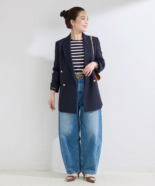 B.C STOCK（ベーセーストック）の「《S/M展開あり》Wブレストピークド4Bジャケット2（テーラードジャケット・レディース・ネイビー/ベージュ・MEDIUM/SMALL）」の19枚目の写真