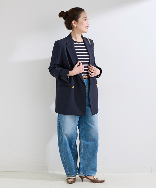 B.C STOCK（ベーセーストック）の「《S/M展開あり》Wブレストピークド4Bジャケット2（テーラードジャケット・レディース・ネイビー/ベージュ・MEDIUM/SMALL）」の20枚目の写真