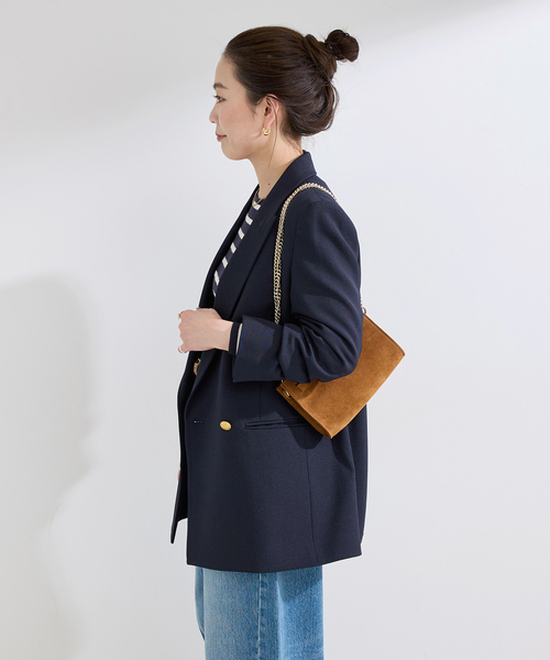 B.C STOCK（ベーセーストック）の「《S/M展開あり》Wブレストピークド4Bジャケット2（テーラードジャケット・レディース・ネイビー/ベージュ・MEDIUM/SMALL）」の6枚目の写真