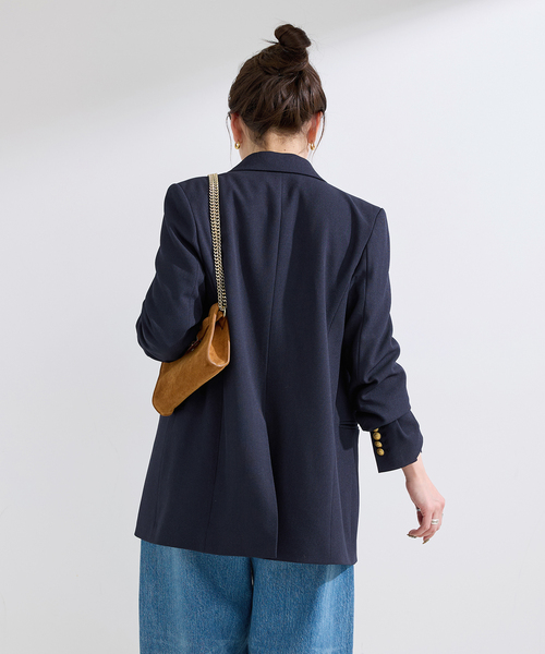 B.C STOCK（ベーセーストック）の「《S/M展開あり》Wブレストピークド4Bジャケット2（テーラードジャケット・レディース・ネイビー/ベージュ・MEDIUM/SMALL）」の7枚目の写真
